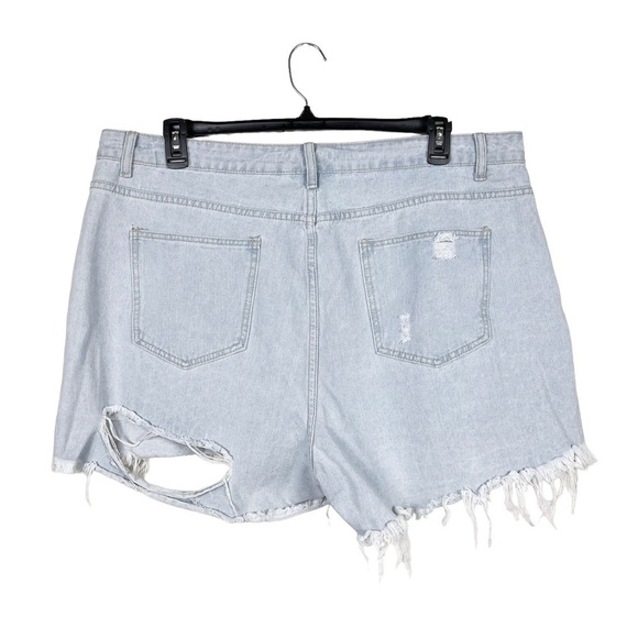 Shein Blue Light Wash Distressed Ripped Jean Cutoff Shorts Size 3XL - Picture 4 of 5